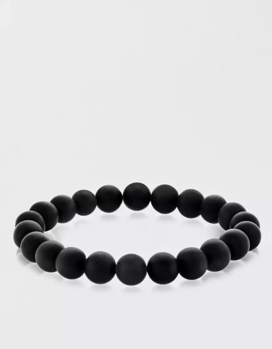 Bijoux American Eagle Natural Stone Beaded Bracelet Noir Homme | HAK-85735117